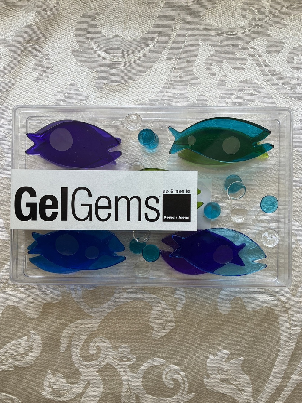 NIB GelGems Fish & Bubbles Window Clings 30 Piece Set in Clear Box